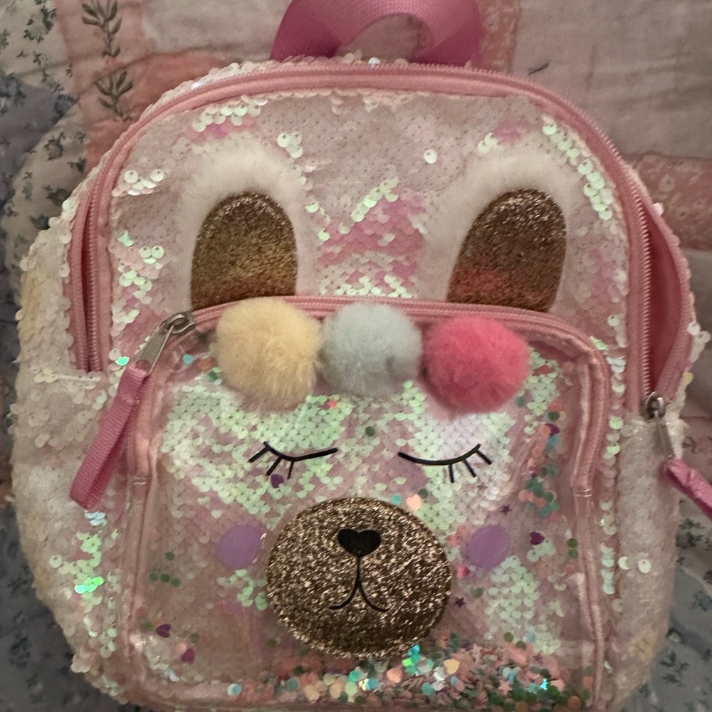 Cat & Jack Sequin Bunny Backpack - Pink and Gold